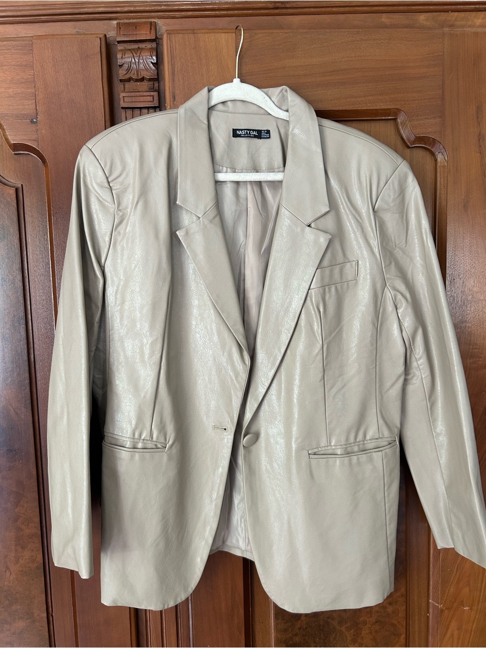 Nasty Gal Taupe Faux Leather Blazer - Picture 1 of 1
